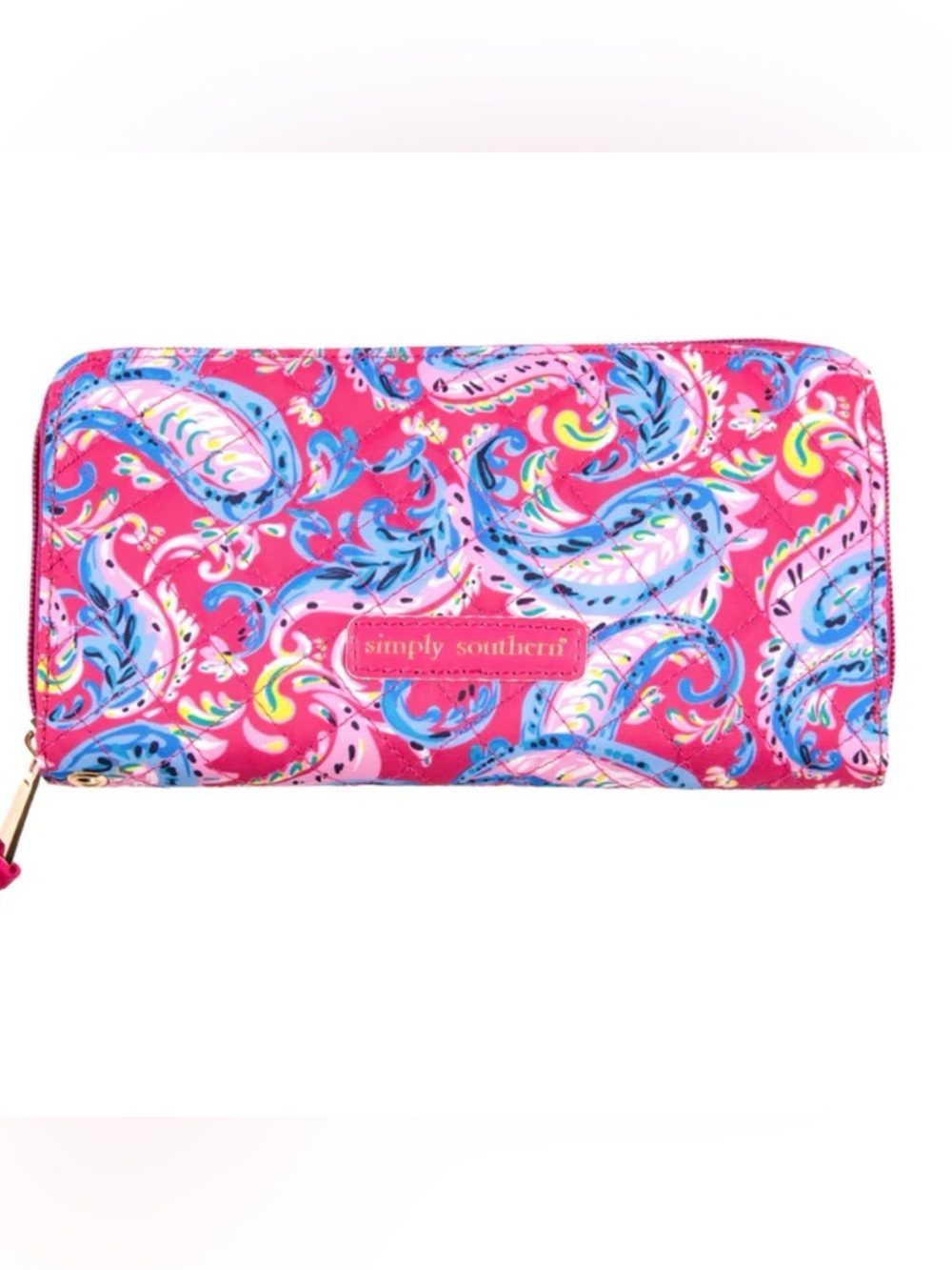 Simply Southern Pink and Blue Paisley Quilted Wallet